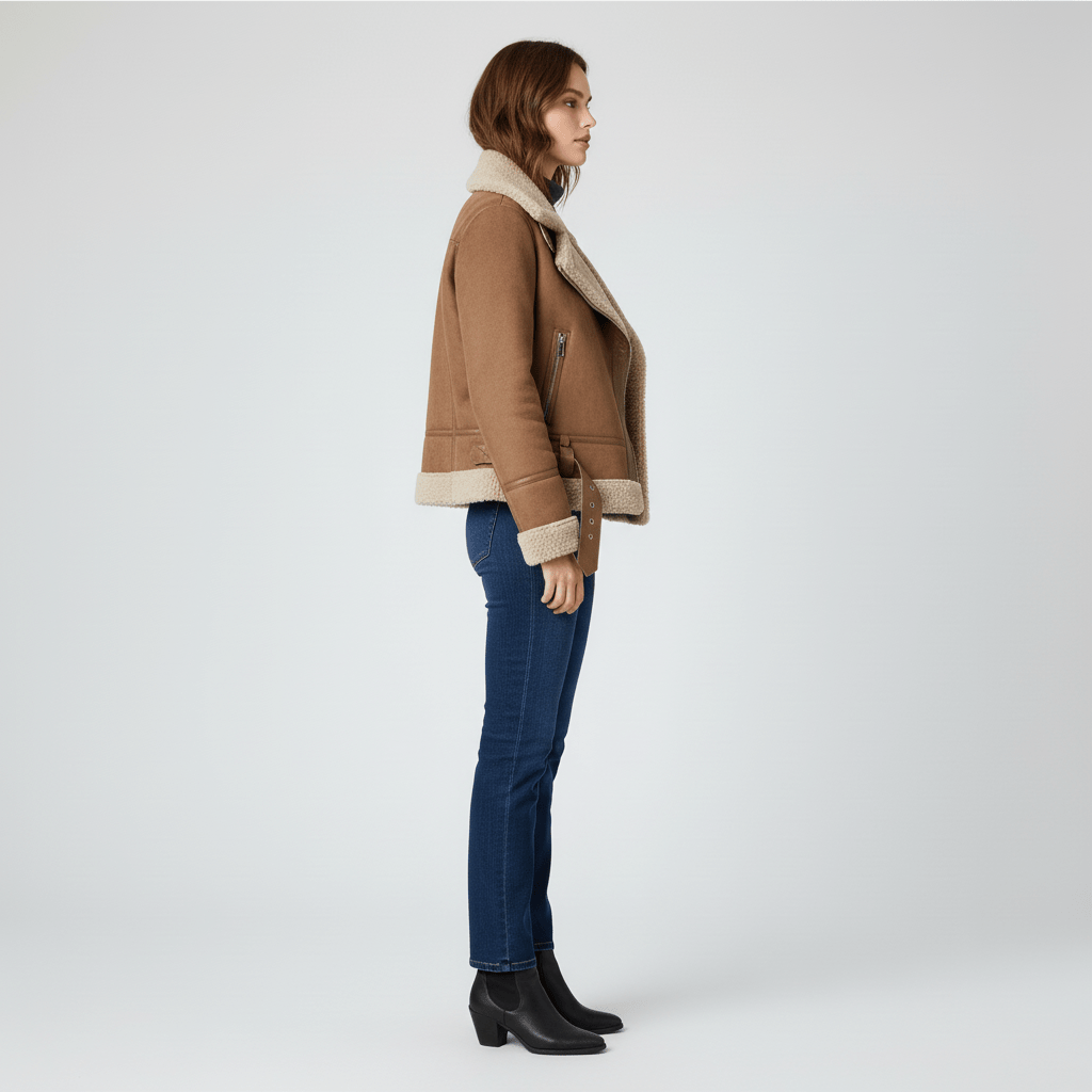 Klassische Lammfell-Inspirierte Jacke - Sophie