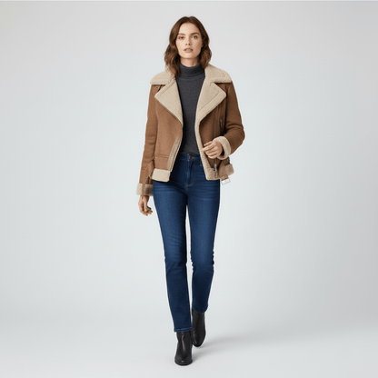 Klassische Lammfell-Inspirierte Jacke - Sophie