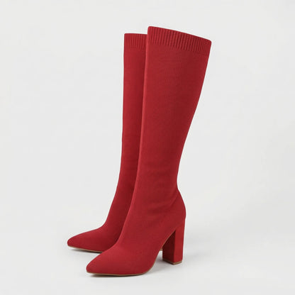 Knee-High Block Heel Stretch Boot - Camille