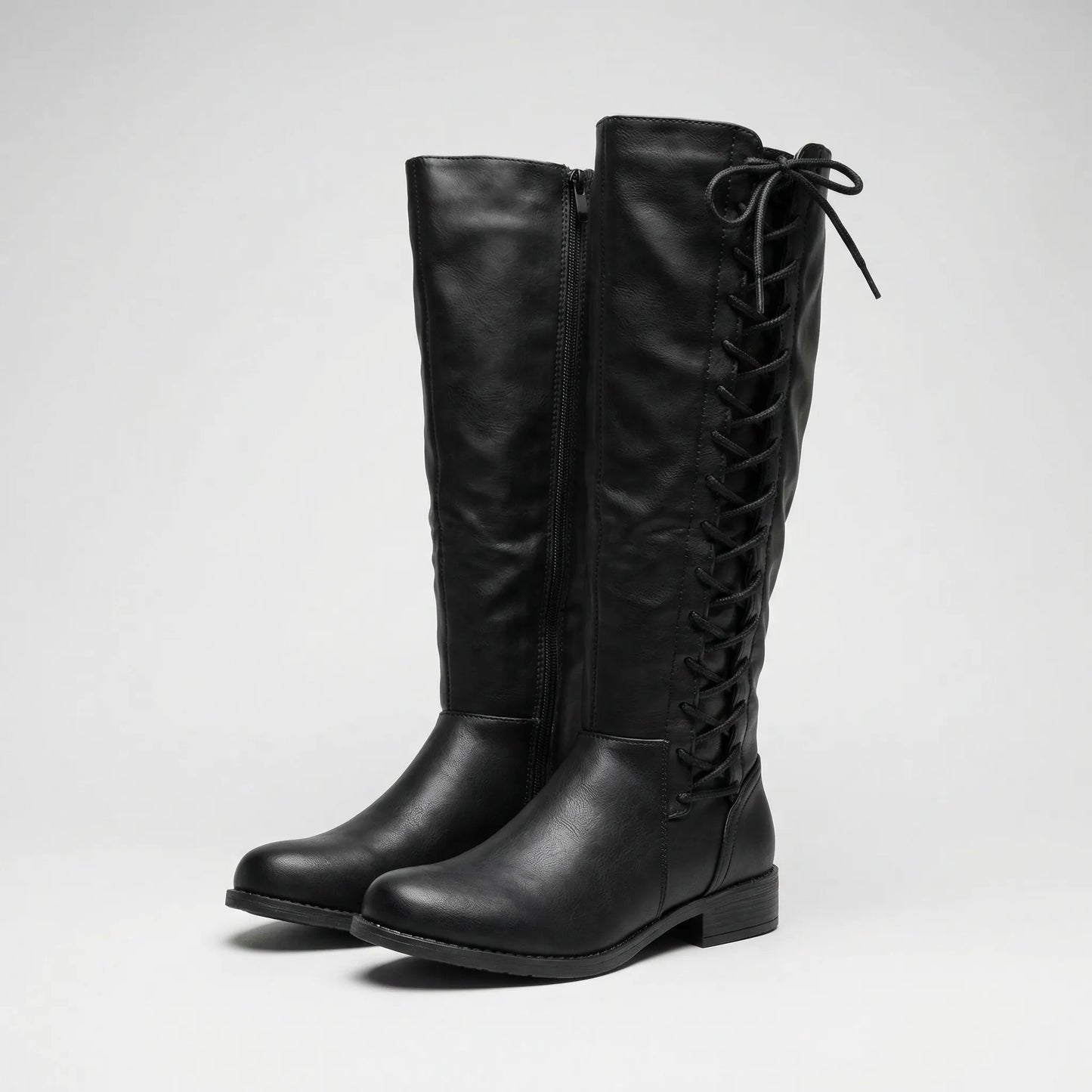 Knee-High Lace-Up Side Boots - Joyce