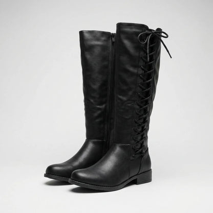 Knee-High Lace-Up Side Boots - Joyce