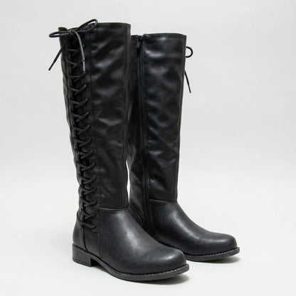 Knee-High Lace-Up Side Boots - Joyce