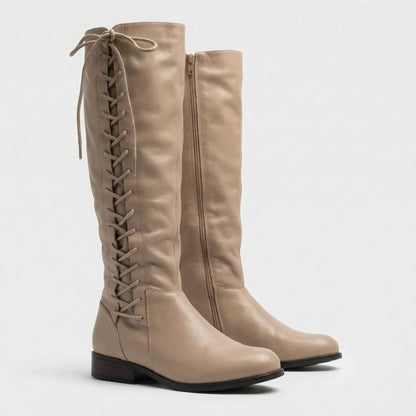 Knee-High Lace-Up Side Boots - Joyce