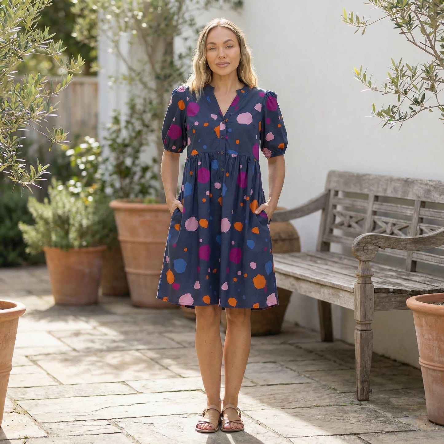 Knee-Length Babydoll Dress - Kiana