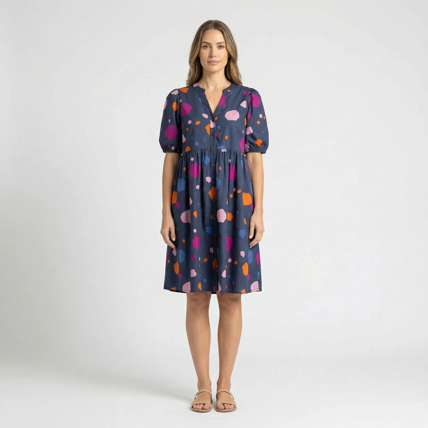 Knee-Length Babydoll Dress - Kiana
