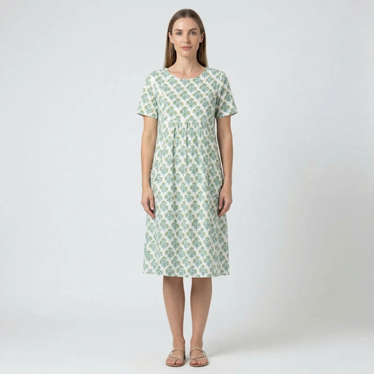 Knee-Length Summer Dress With Short Sleeves - Tamina