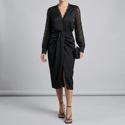Knee-Length Wrap Dress - Sandy