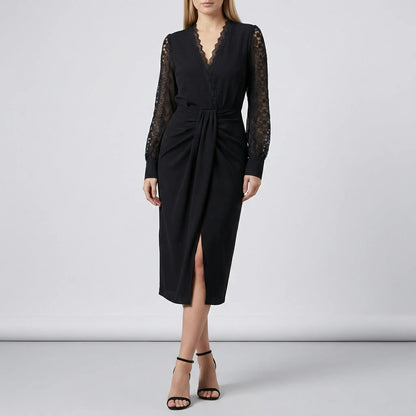 Knee-Length Wrap Dress - Sandy
