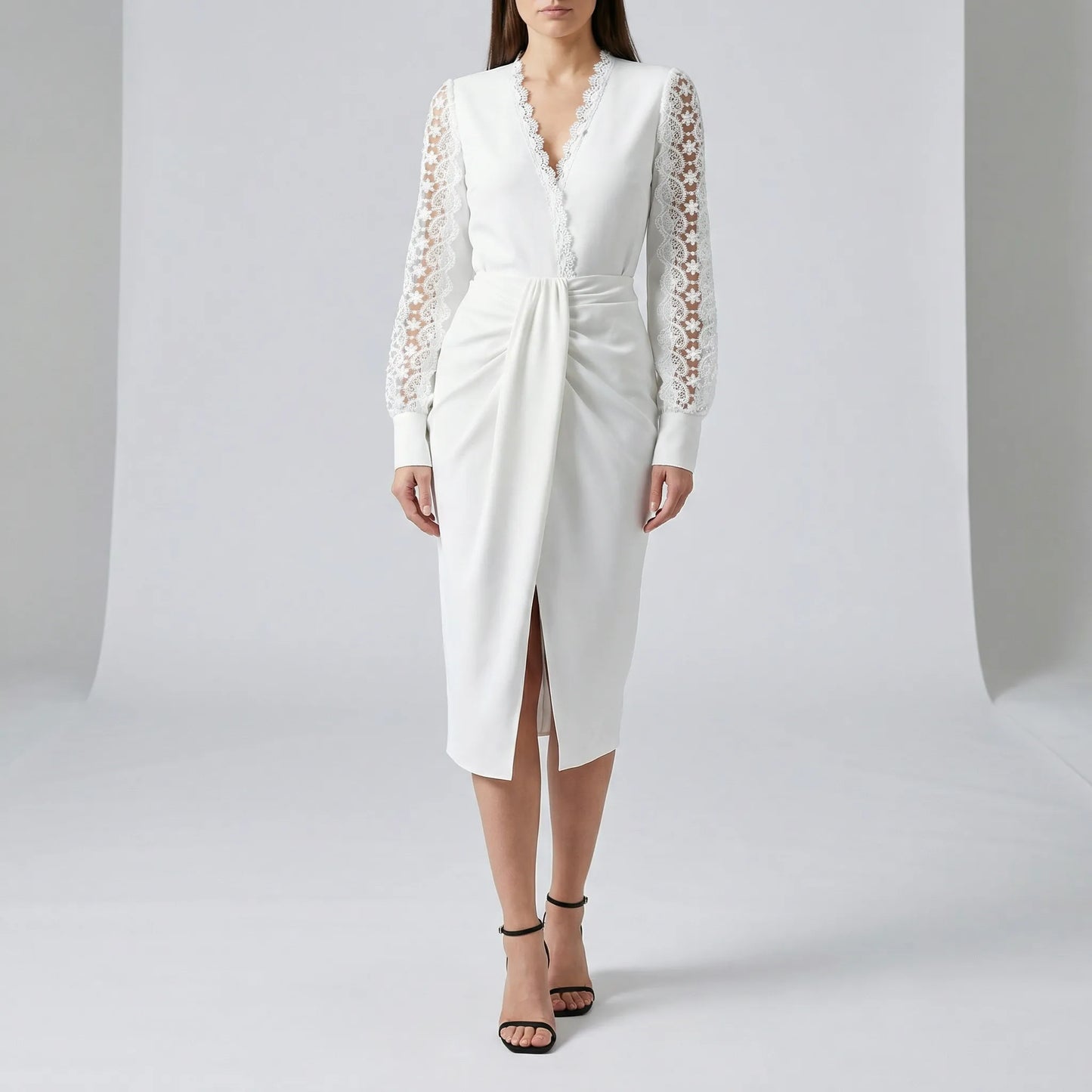 Knee-Length Wrap Dress - Sandy