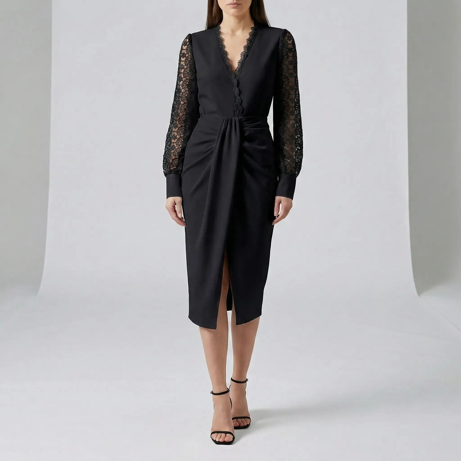 Knee-Length Wrap Dress - Sandy