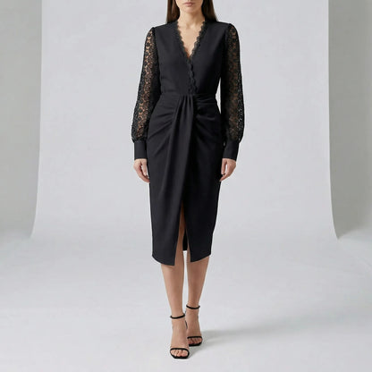 Knee-Length Wrap Dress - Sandy