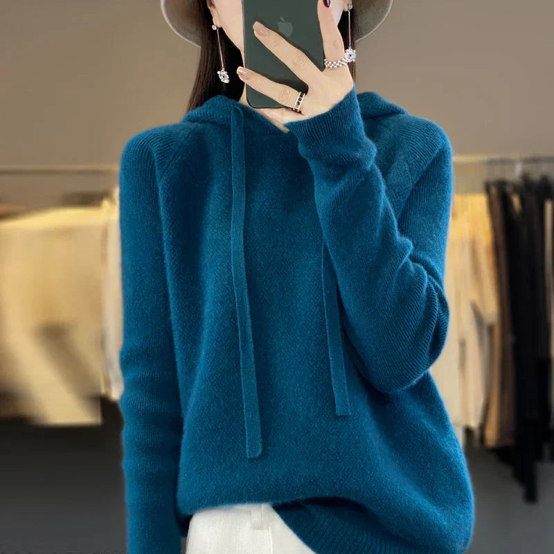 Knitted Hooded Jumper With A Soft Texture - Kristy