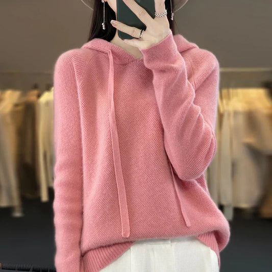 Knitted Hooded Jumper With A Soft Texture - Kristy