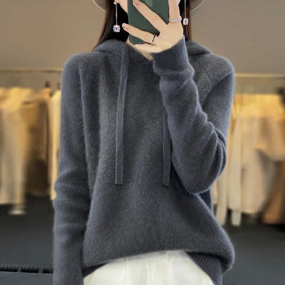 Knitted Hooded Jumper With A Soft Texture - Kristy