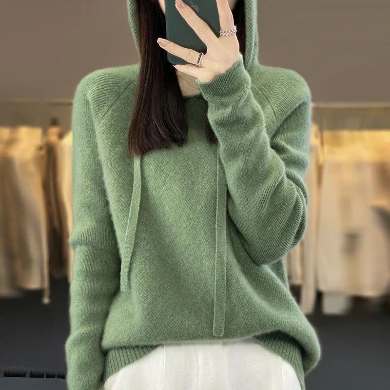 Knitted Hooded Jumper With A Soft Texture - Kristy