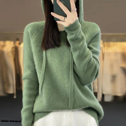 Knitted Hooded Jumper With A Soft Texture - Kristy
