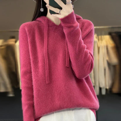 Knitted Hooded Jumper With A Soft Texture - Kristy