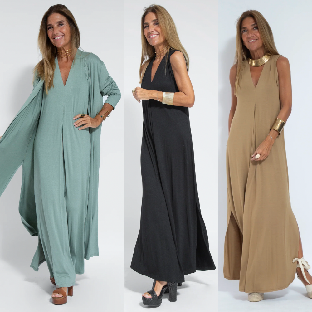Two-piece autumnal slimming dress with waistcoat – Loreen