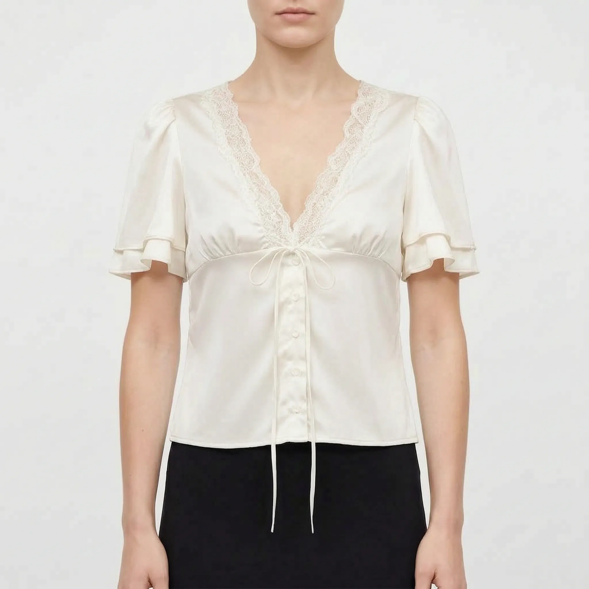 Lace Trim Blouse -  Beverly