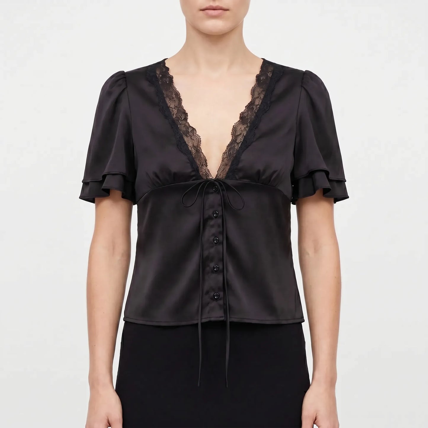 Lace Trim Blouse -  Beverly