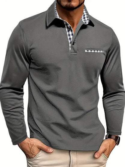 Long Sleeve Polo Shirt Men | Refined Contrast Detail & Everyday Comfort 2
