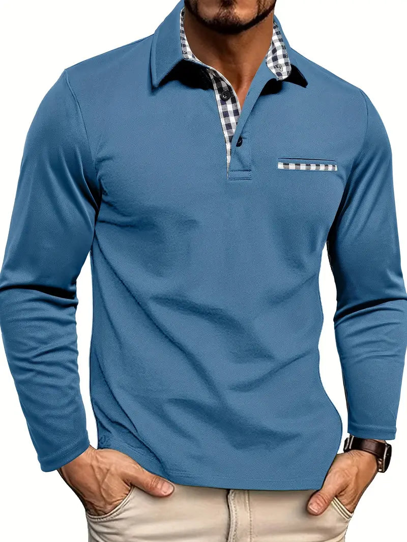 Long Sleeve Polo Shirt Men | Refined Contrast Detail & Everyday Comfort 4