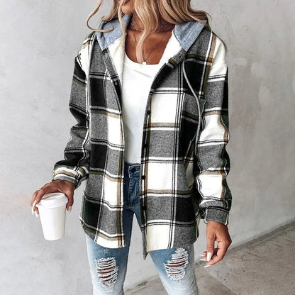 Lässige Hemdjacke Mit Kapuze - Felicia
