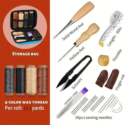 Leather Sewing Kit with Waxed Thread and Precision Needles 2