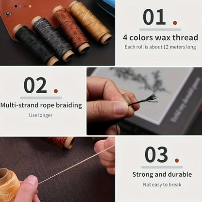 Leather Sewing Kit with Waxed Thread and Precision Needles 4
