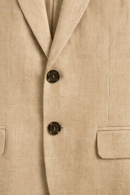 Light men's linen suit – 2-piece, slim fit, ideal for summer, wedding & business.