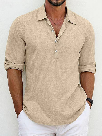 Breathable & Timeless Men's Linen Shirt with Button Placket – Autumn Edition Niko