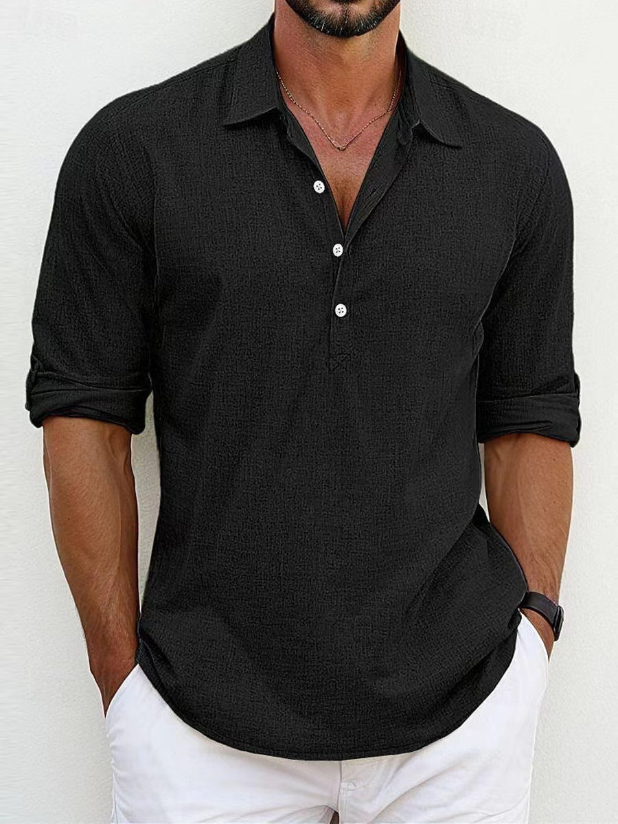 Breathable & Timeless Men's Linen Shirt with Button Placket – Autumn Edition Niko