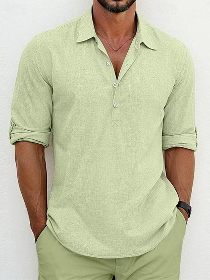 Breathable & Timeless Men's Linen Shirt with Button Placket – Autumn Edition Niko
