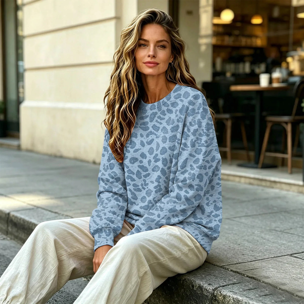 Leopard Print Oversized Sweatshirt - Lana