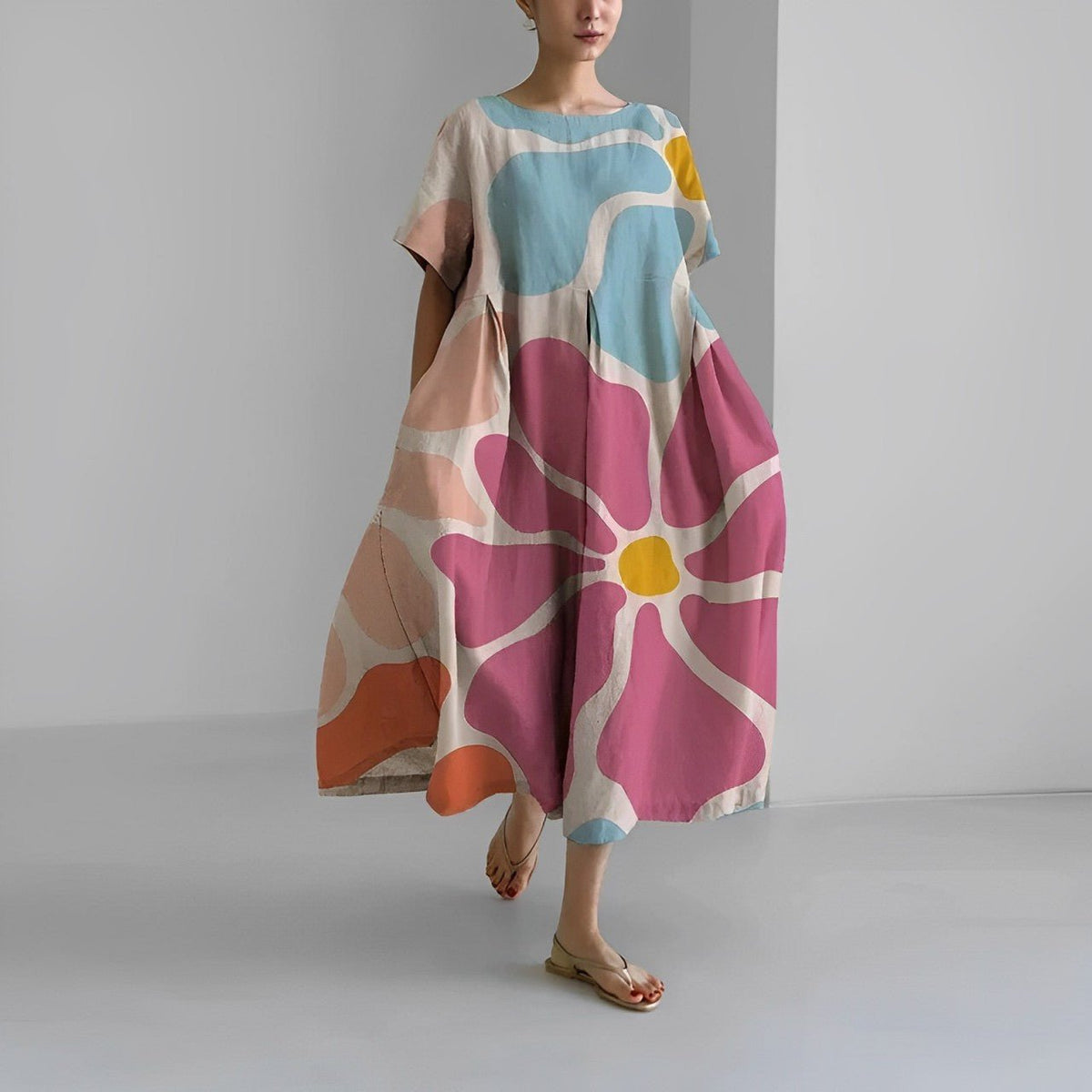 Airy summer maxi dress with waist accent - Clara