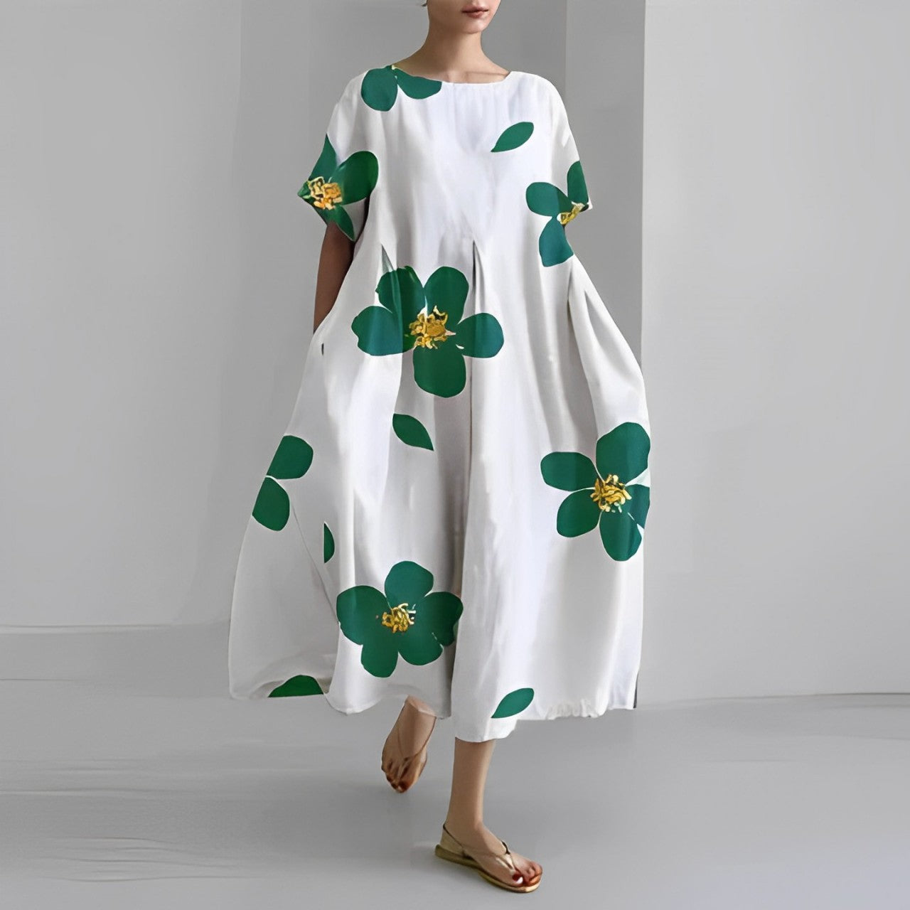Airy summer maxi dress with waist accent - Clara