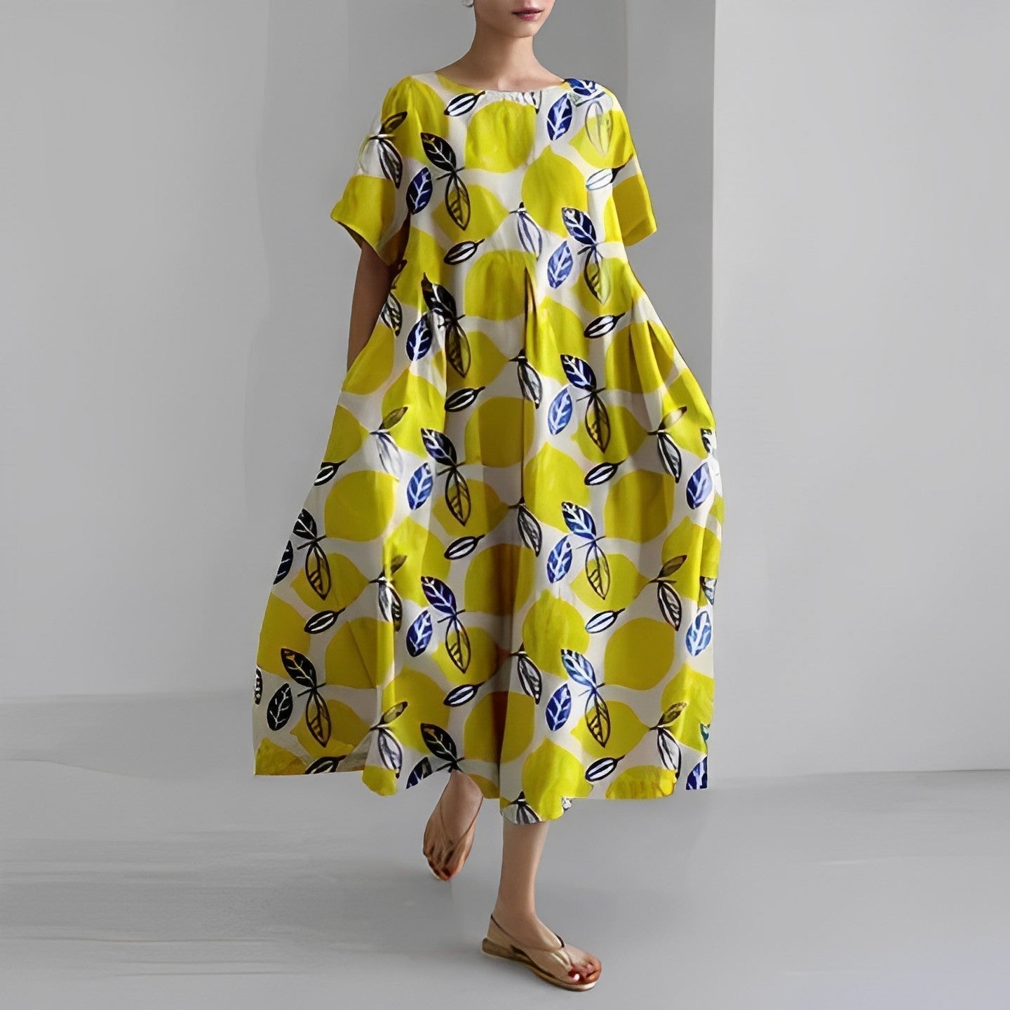 Airy summer maxi dress with waist accent - Clara