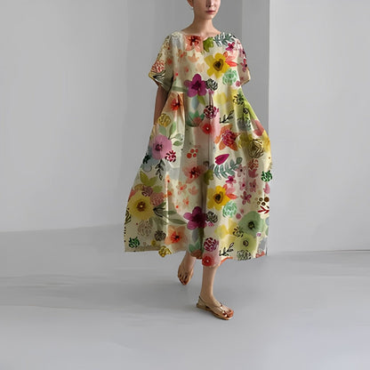 Airy summer maxi dress with waist accent - Clara