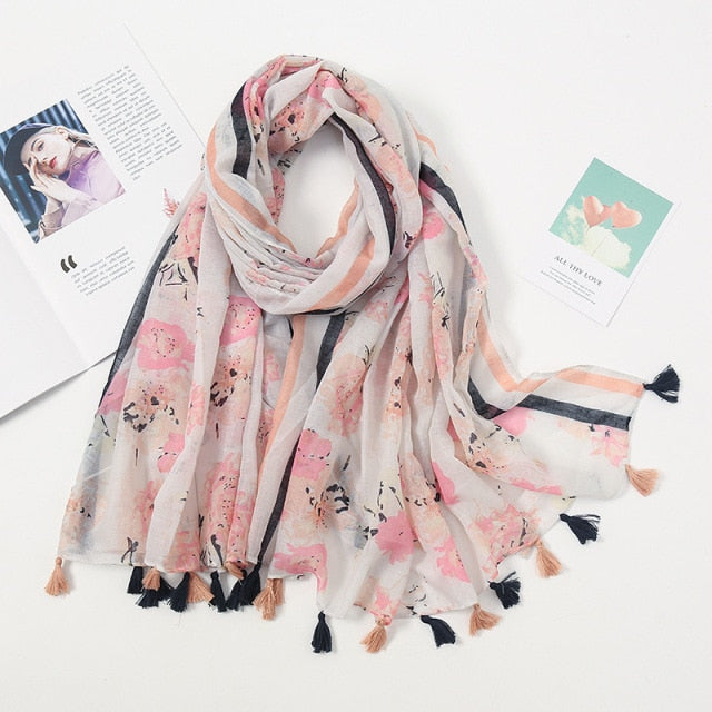 Lightweight Ladies Wrap With Tassel Details - Edna