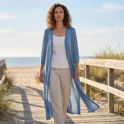 Lightweight Long Open-Front Cardigan - Cora