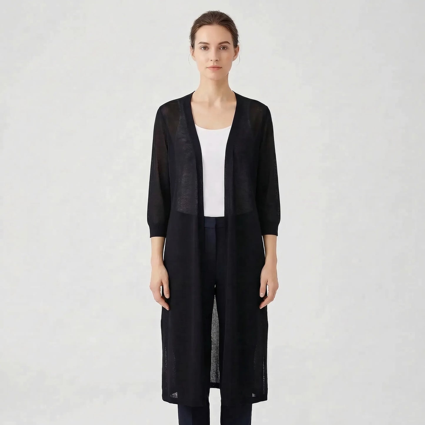 Lightweight Long Open-Front Cardigan - Cora