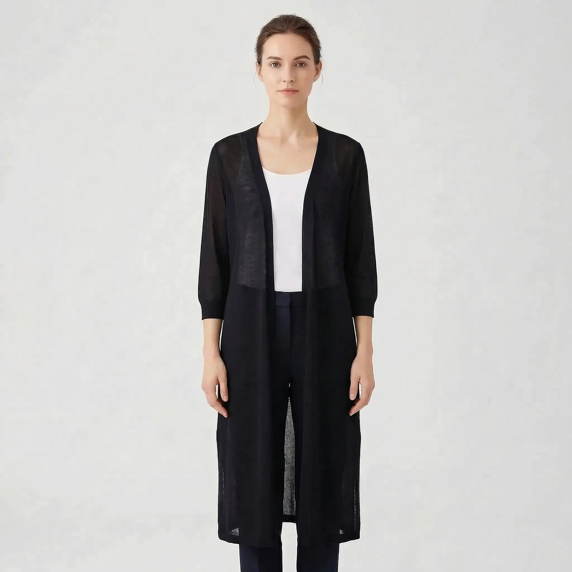 Lightweight Long Open-Front Cardigan - Cora