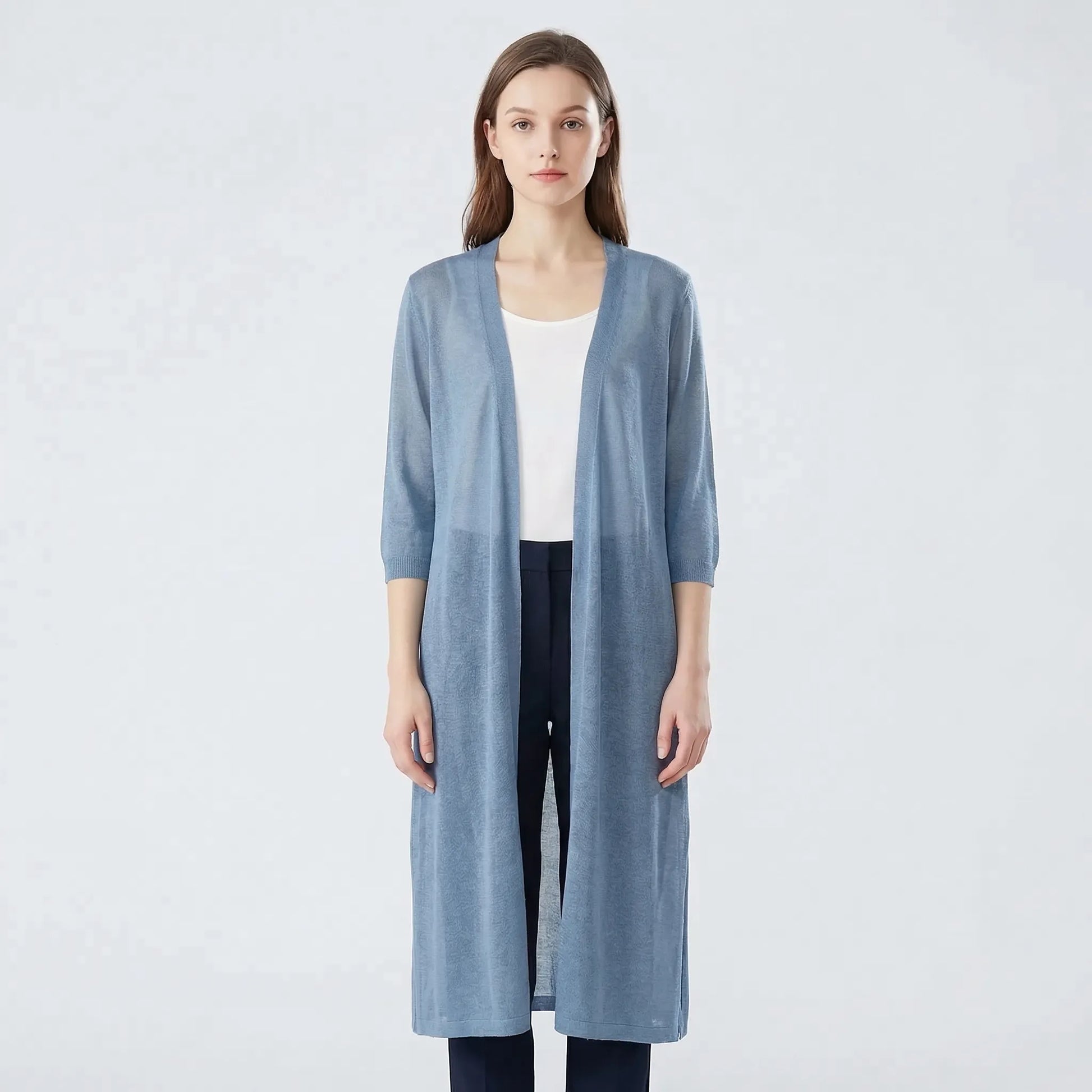 Lightweight Long Open-Front Cardigan - Cora
