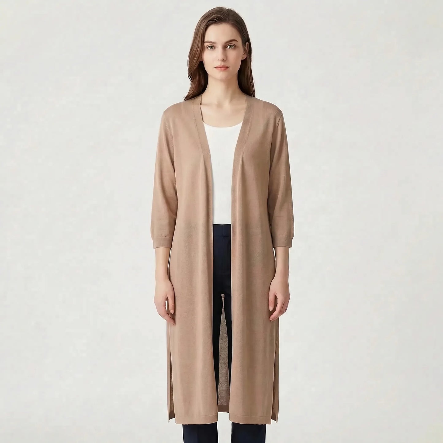 Lightweight Long Open-Front Cardigan - Cora