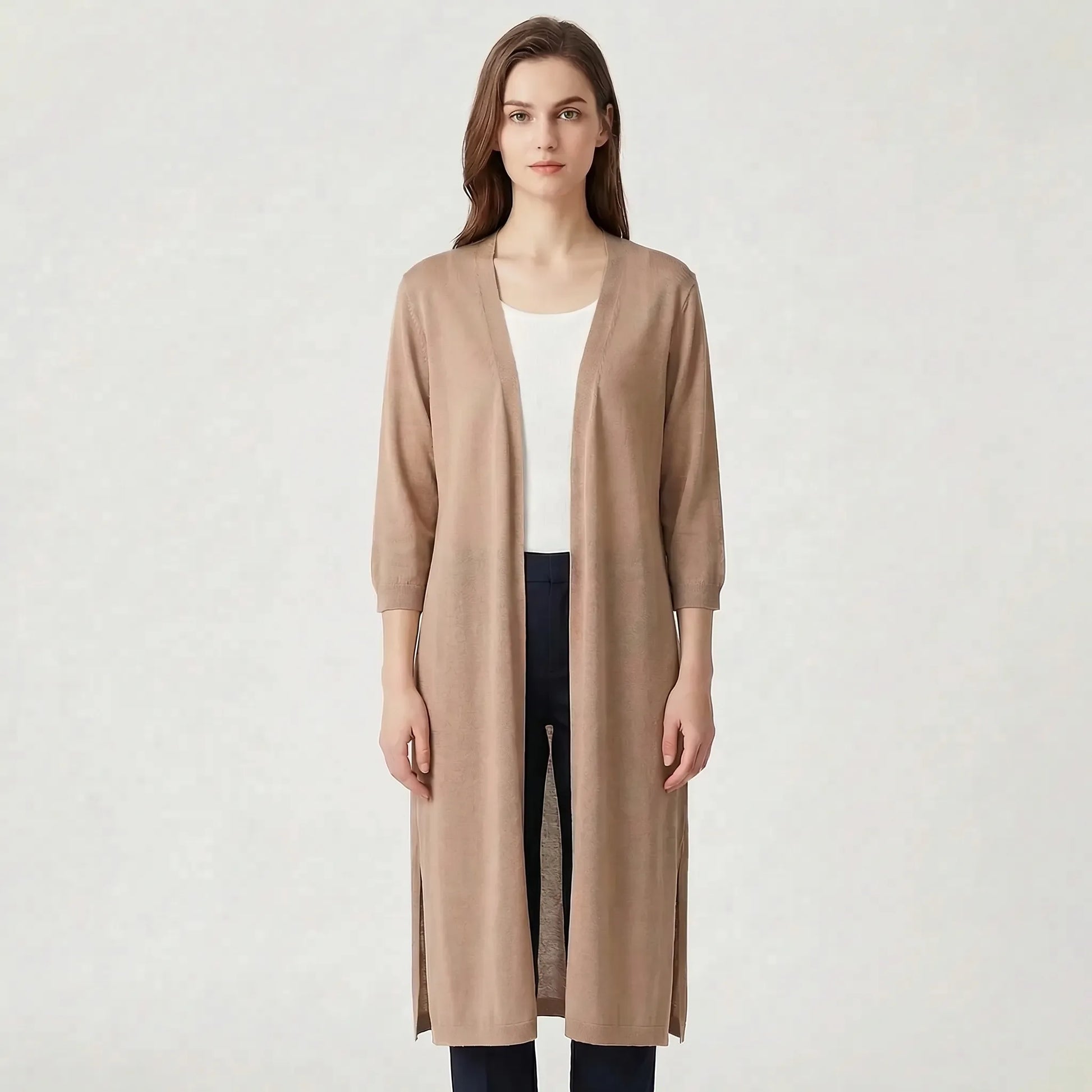 Lightweight Long Open-Front Cardigan - Cora