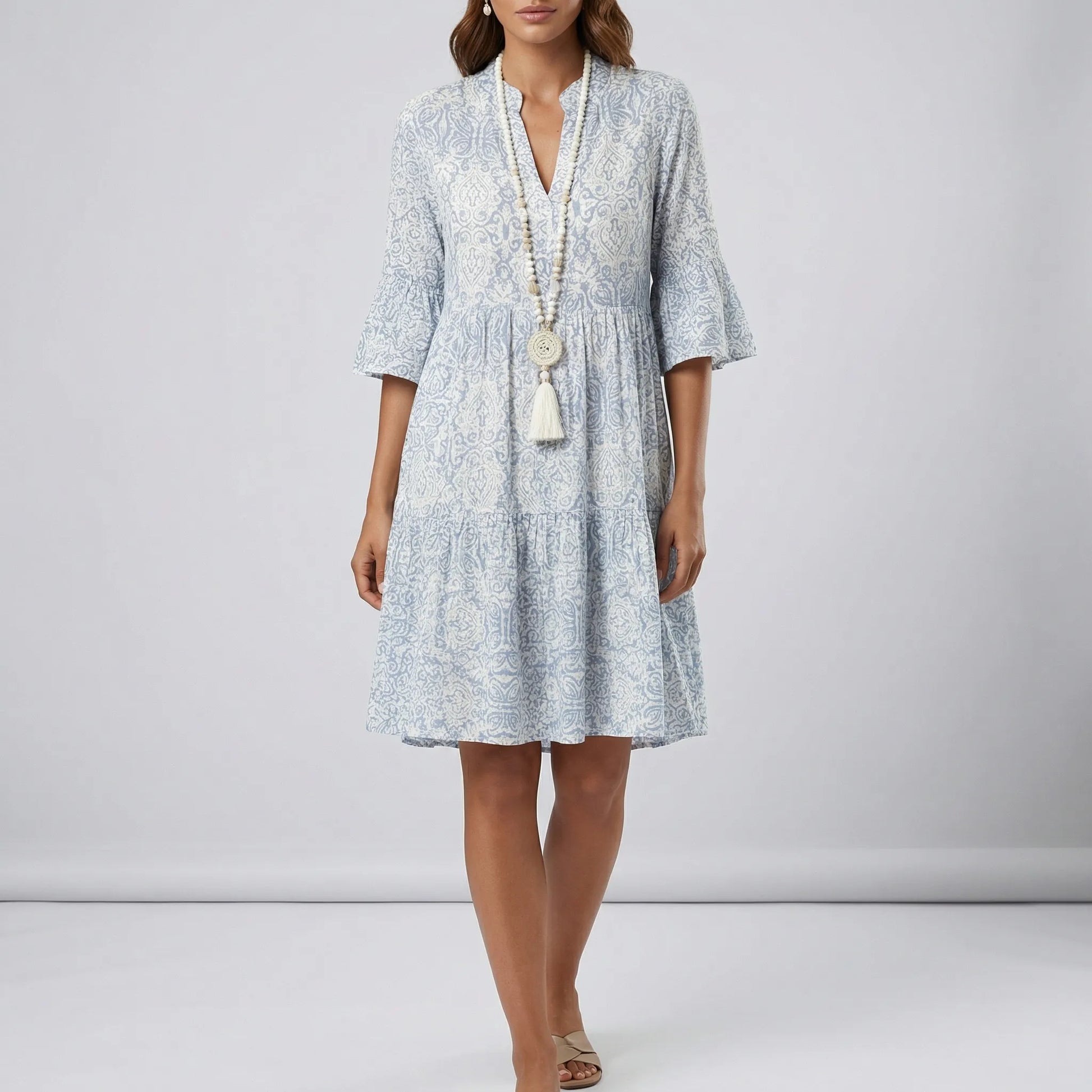 Lightweight Mini Dress With Sleeves - Alessia