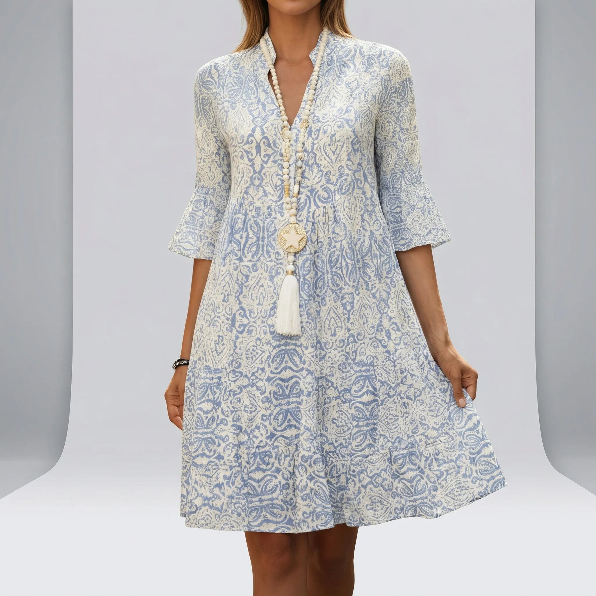 Lightweight Mini Dress With Sleeves - Alessia