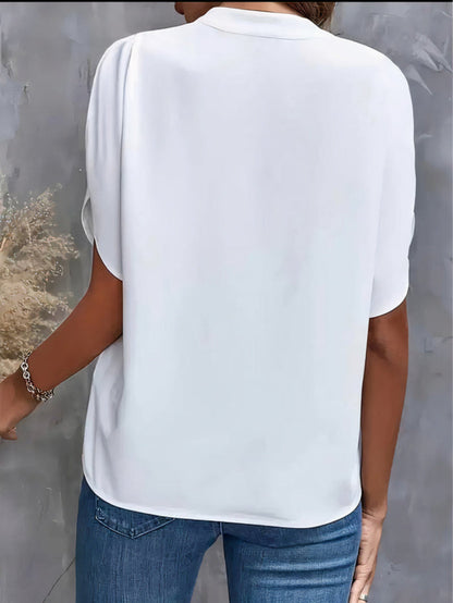 Lightweight Short-Sleeve Blouse With V-Neckline - Alexis