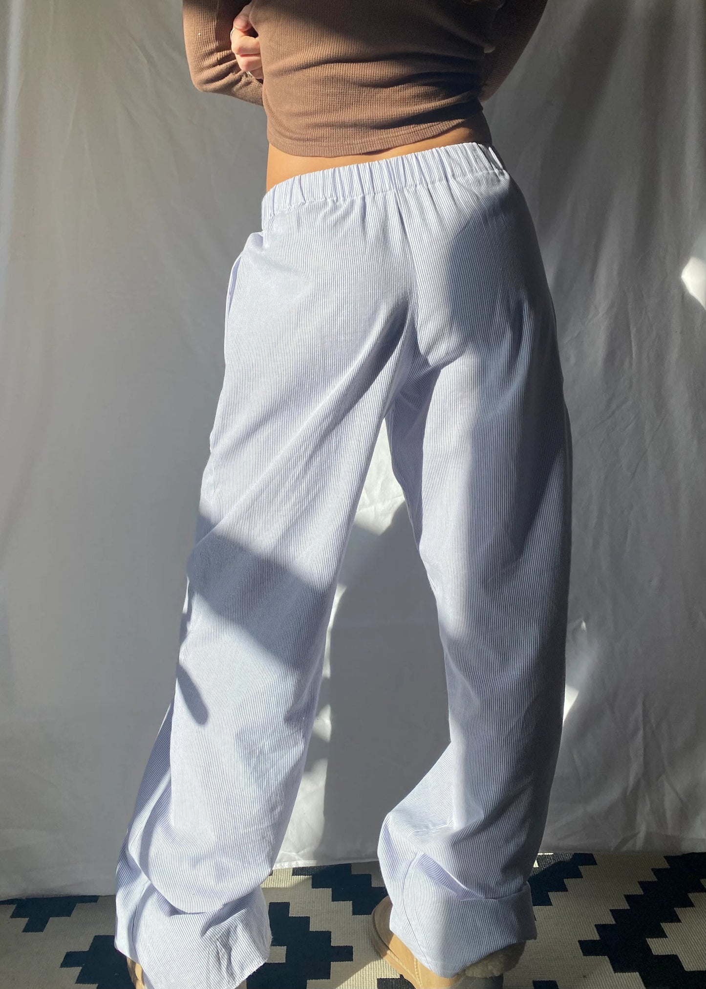 Ladies' lounge trousers with a stripe pattern – Elvira