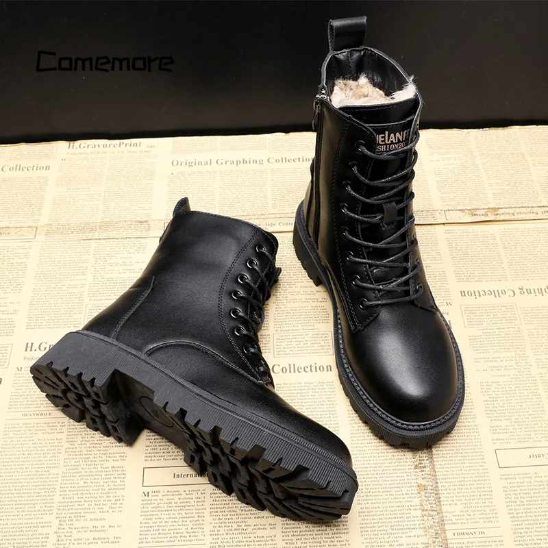 Lined Black Lace-Up Boot For Women - Adrienne